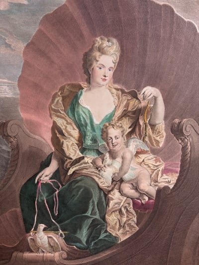Ancienne gravure portrait La comtesse de Cosel Vénus François de Troy