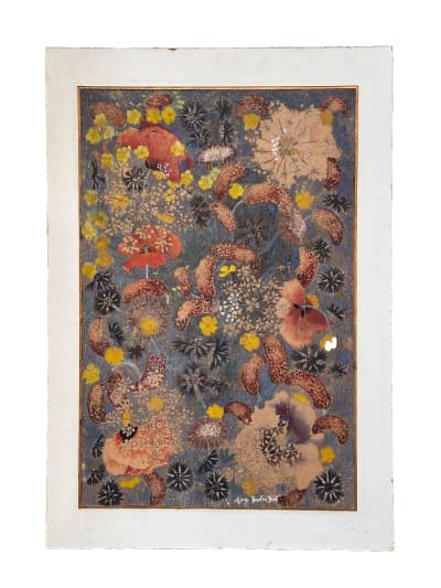 Tableau ancien nature morte pavots carton tapisserie Gobelins Paris Binet 1900