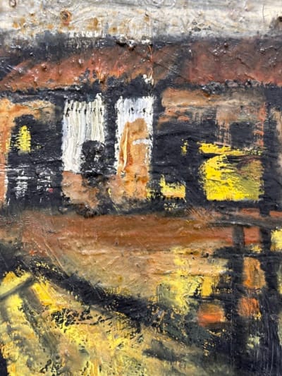 Ancien tableau François Bernadi Collioure paysage vieilles maisons La Dépêche