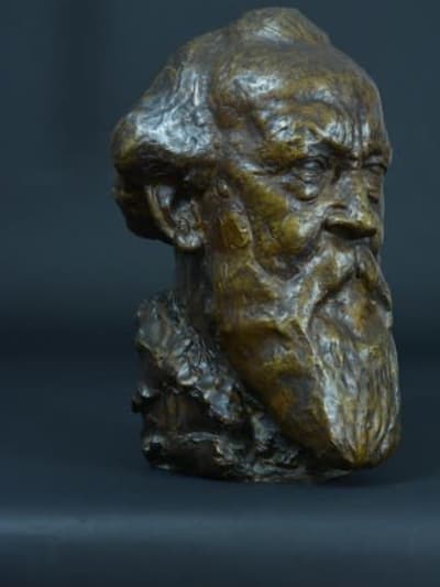 Ancien buste en bronze portrait du peintre breton Désiré Lucas Henri Bouchard