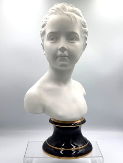Buste ancien porcelaine Limoges Camille Tharaud portrait jeune fille Houdon 40 cm