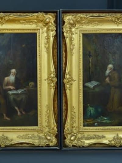 Rare tableau ancien portrait religieux flamand Pieter Snyers Saint Antoine Paul