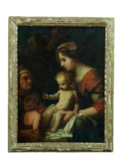 Tableau ancien portrait Madone Vierge à l'enfant XVIIe Michel Corneille HST