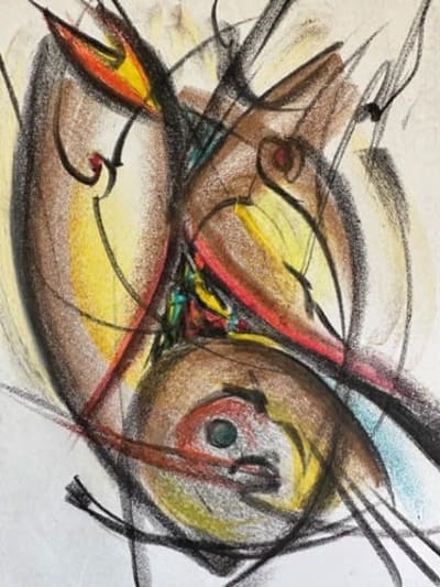 Ancien dessin abstrait abstraction lyrique 1960 José Kablat Georges Mathieu XXe