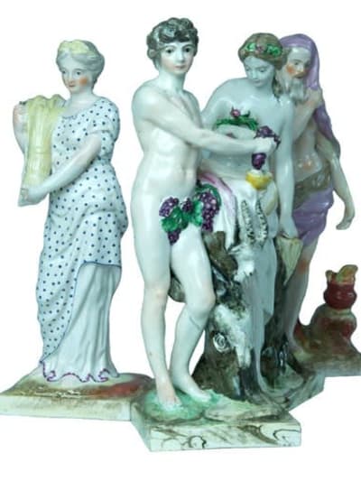 Statuette 18ème les quatre saisons faïence Lorraine Paul Louis Cyfflé x 4 rare