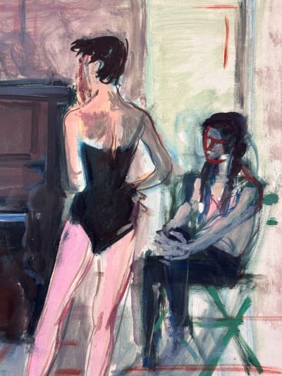Ancien dessin Maurice Melat ballerine répétition Capitole Toulouse 1950 gouache