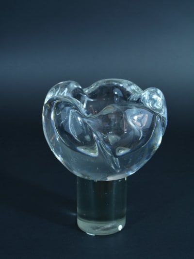 Rare cendrier boule cristal signé Daum 1950 déco design vintage ashtray Daum