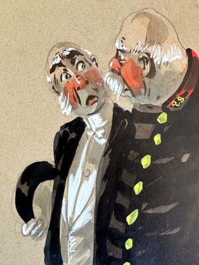 Ancien tableau militaria portrait militaire politicien caricature Robert x 4