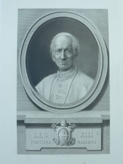 Rare gravure religieuse gravure 19e pape Léon XIII par Morse, éditeur Bulla