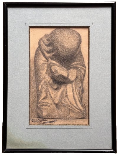 Ancien dessin portrait étude portrait figure Henri Rachou Toulouse Lautrec 1900