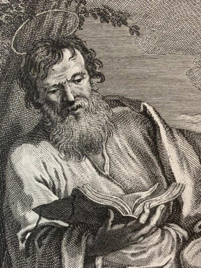 Belle gravure ancienne portrait apôtre Saint Jacques le mineur Boucher Jeaurat