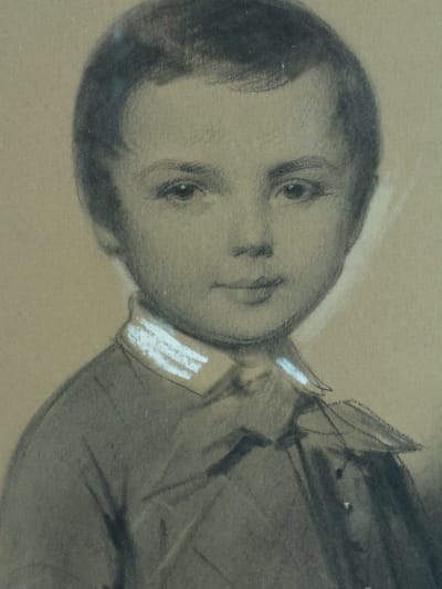 Dessin ancien portrait enfant comte Gabriel de Ramel Alès Gard Pierre Senties