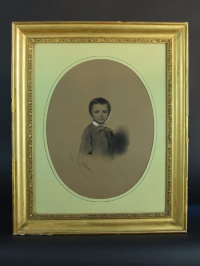 Dessin ancien portrait enfant comte Gabriel de Ramel Alès Gard Pierre Senties