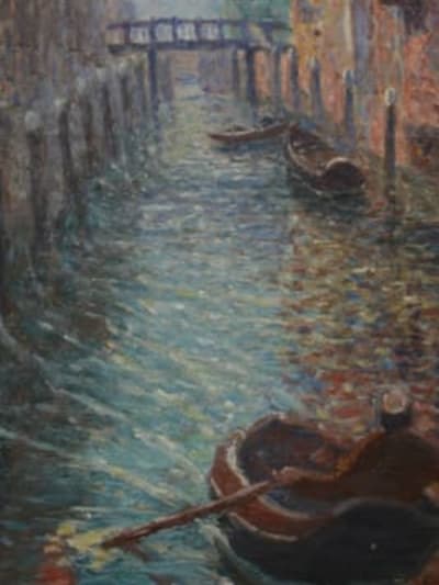 Beau tableau impressionniste huile s. toile XIXe par Dambourgez ville du nord