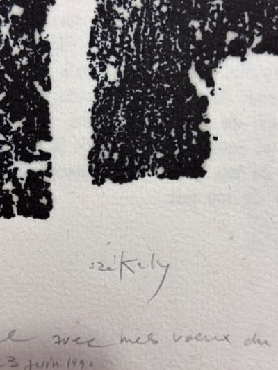 Ancienne estampe sur papier Japon Pierre Székely sculpteur ciment art moderne