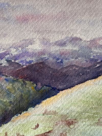 Ancien dessin paysage de montagne le col de Port sommet été Mattéo Brondy