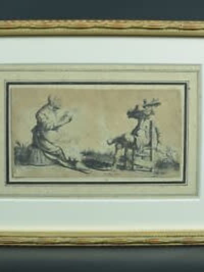 Belle gravure XVIIe flamand Amsterdam Pieter Nolpe portrait vieux paysans XVIIe