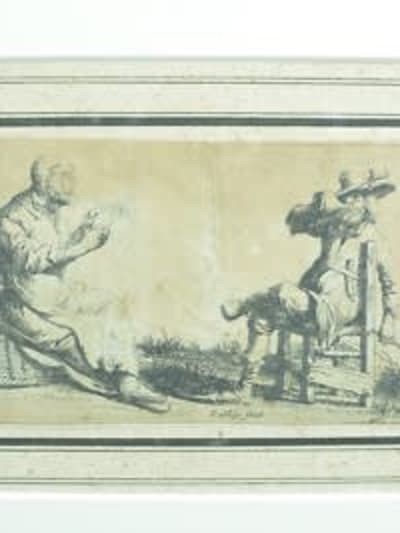 Belle gravure XVIIe flamand Amsterdam Pieter Nolpe portrait vieux paysans XVIIe