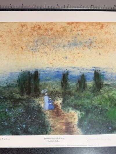 Ancien tirage limité 1989 Gabrielle Bellocq Promenade paysage impressionniste