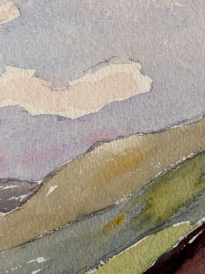 Ancien dessin paysage chalet de montagne bergerie sommet été Mattéo Brondy