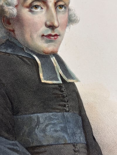 Ancienne gravure portrait Abbé Henry Essex Edgworth Delpech Louis XVI Irlande