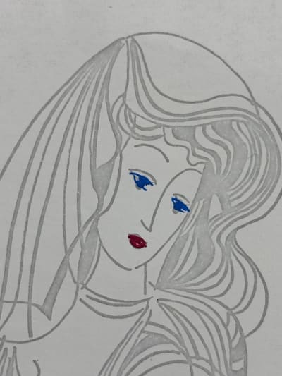 Charmant petit dessin papier portrait de femme Olga Klein-Astrachan Judaïca