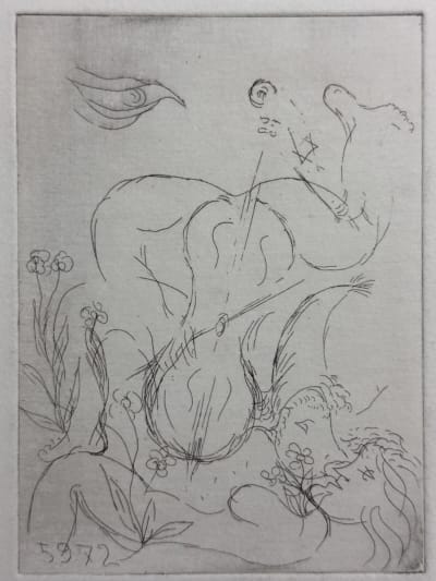 Ancienne gravure Meyer Lazar, épreuve d'artiste, femme et violoncelle Judaïca