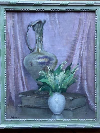 Tableau ancien nature morte muguet Louis Segala art déco impressionniste