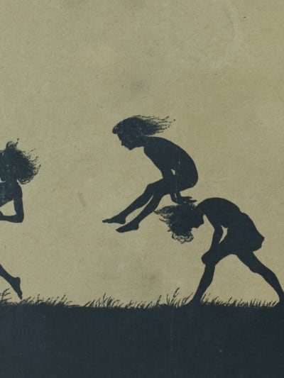 Karl Diefenbach ancienne gravure art nouveau symboliste silhouette enfant 1900