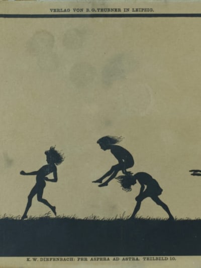 Karl Diefenbach ancienne gravure art nouveau symboliste silhouette enfant 1900