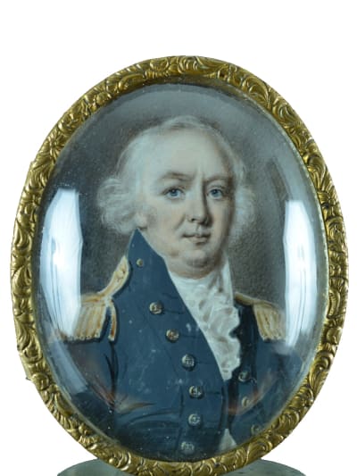 Grande miniature tableau peinture portrait d'officier marine sv. Lemoine XVIIIe