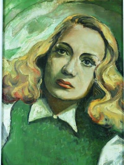 Tableau moderne portrait jeune femme blonde 1950 Pin Up Cinema Schmidt Harcourt