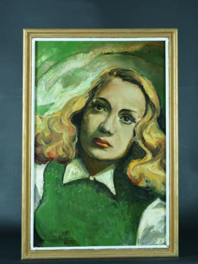 Tableau moderne portrait jeune femme blonde 1950 Pin Up Cinema Schmidt Harcourt