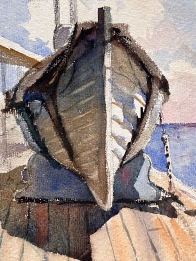 Ancien dessin original bateau le Volubilis orientaliste Mattéo Brondy Maroc