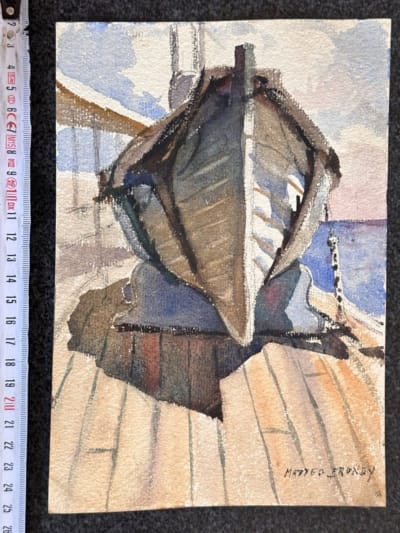 Ancien dessin original bateau le Volubilis orientaliste Mattéo Brondy Maroc