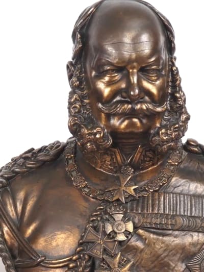 Grand buste ancien roi Allemagne Kaiser Frédéric Pat. bronze 52 cm Silbernagel