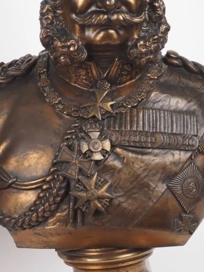 Grand buste ancien roi Allemagne Kaiser Frédéric Pat. bronze 52 cm Silbernagel