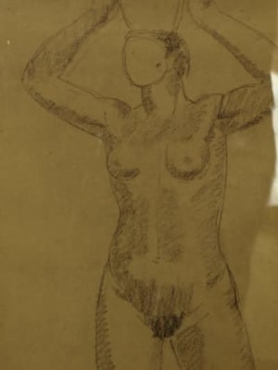 Marcel Lenoir Jules Houry beau dessin femme nu à la cruche Montauban 1900 rare