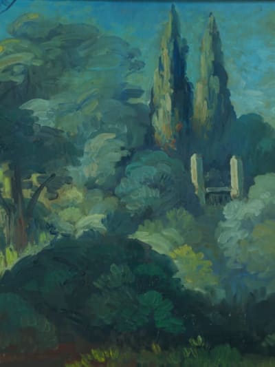 Tableau ancien orientaliste paysage d'Algérie Alger la Côte Roméo Aglietti