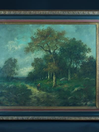 Ancien tableau école de Barbizon animé forêt signé Narcisse Diaz XIXe toile cadre