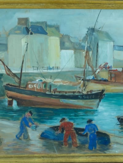 Tableau moderne marine Bretagne Normandie animé Levasseur XXe