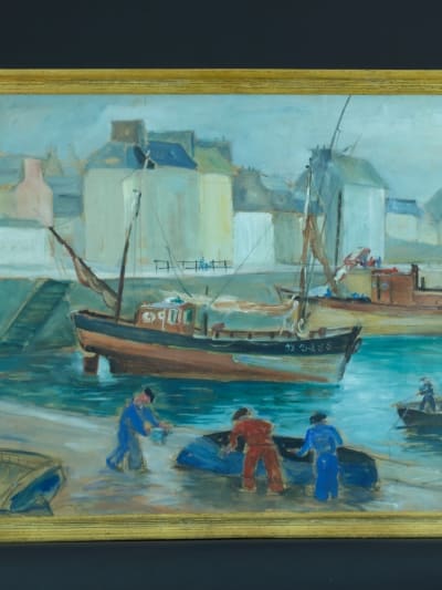 Tableau moderne marine Bretagne Normandie animé Levasseur XXe
