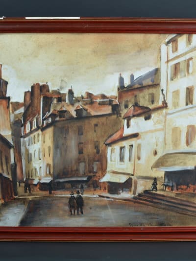 Beau tableau ancien rue de Paris V Sorbonne animée Art Déco Cesar Bron Vlaminck
