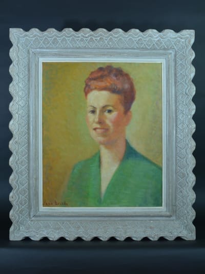 Beau tableau art déco Jean Druille portrait de jeune femme épouse Claude Estadas