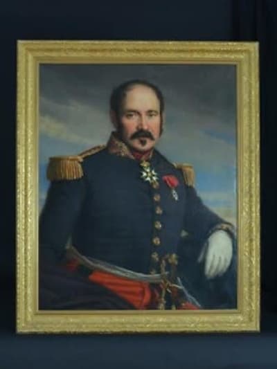 Grand tableau ancien portrait d'homme costume paysage Thomas Degeorge élève David