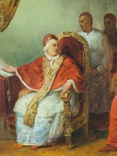 Ancien tableau romantique Ary Scheffer portrait pape Clément jésuites histoire