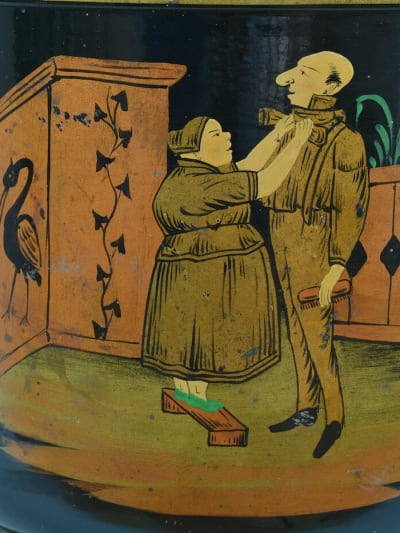 Bernhard Bloch ancien cache pot céramique humoristique portrait couple cravate