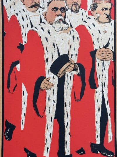 Ancienne lithographie art nouveau Jules Grün portrait homme politique magistrat