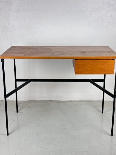 Ancien bureau vintage design Pierre Paulin 1950 laqué noir métal déco Thonet XXe