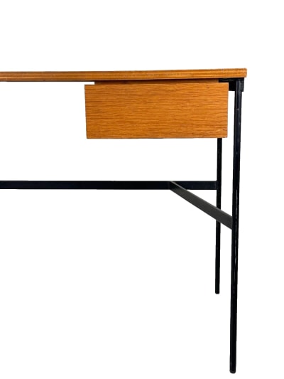 Ancien bureau vintage design Pierre Paulin 1950 laqué noir métal déco Thonet XXe